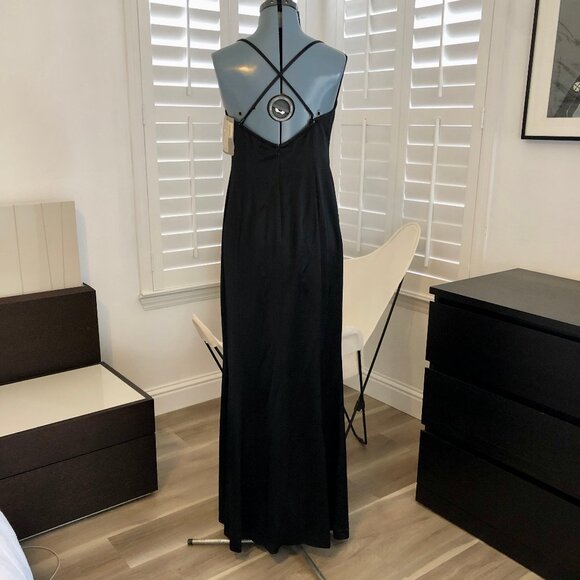 Rimini Long Luxurious Black Evening Gown Spaghetti Straps Size 8 - Picture 9 of 14